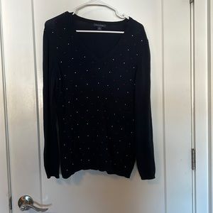 Really cute red and white polka dot navy blue sweater